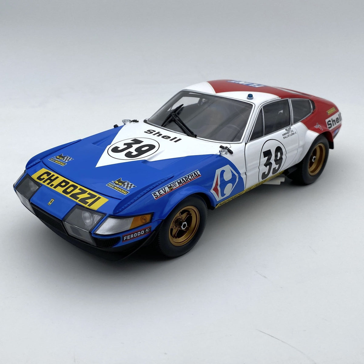 1:18 Kyosho Ferrari 365 GTB/4 Competizione Daytona Ch. Pozzi #39 Le Mans 1974