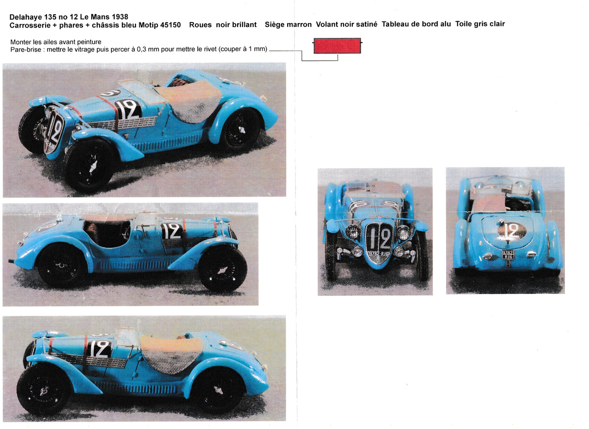GCAM 1:43 - Delahaye 135 CS 3.5/L6 Le Mans '38 #12 Resin Kit to biult