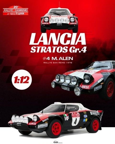 OTTOMOBILE 1:12 Lancia Stratos HF Pirelli Rally Sanremo 1978 Alen