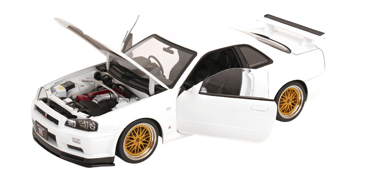 KK SCALE 1:12 - Nissan Skyline GT-R (R34) V-Spec II Cerchi BBS 2001 white **OPEN DOORS+ENGINE** (Copia)