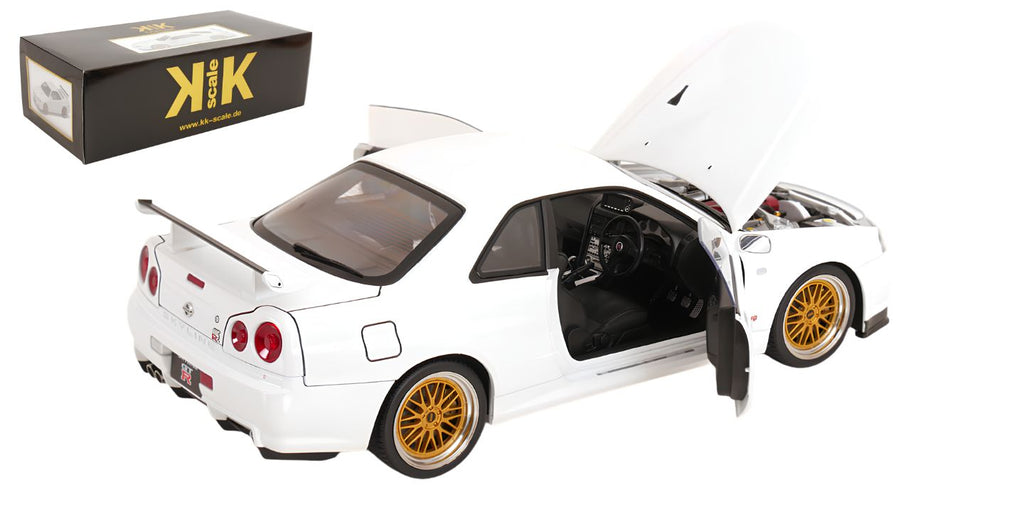 KK SCALE 1:12 - Nissan Skyline GT-R (R34) V-Spec II Cerchi BBS 2001 white **OPEN DOORS+ENGINE** (Copia)