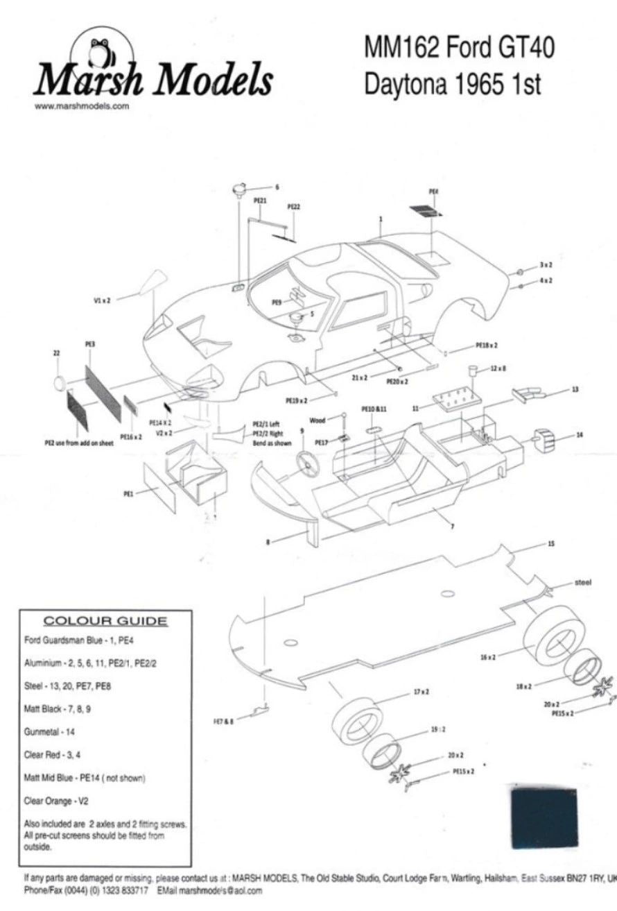 Marsh Models 1:43 - Ford GT40 SHELBY AM.Team Daytona '65 #72-73 Resin metal kit to built
