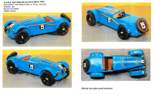 GCAM 1:43 - SARA SP7 Le Mans '33 #19 Resin kit to built
