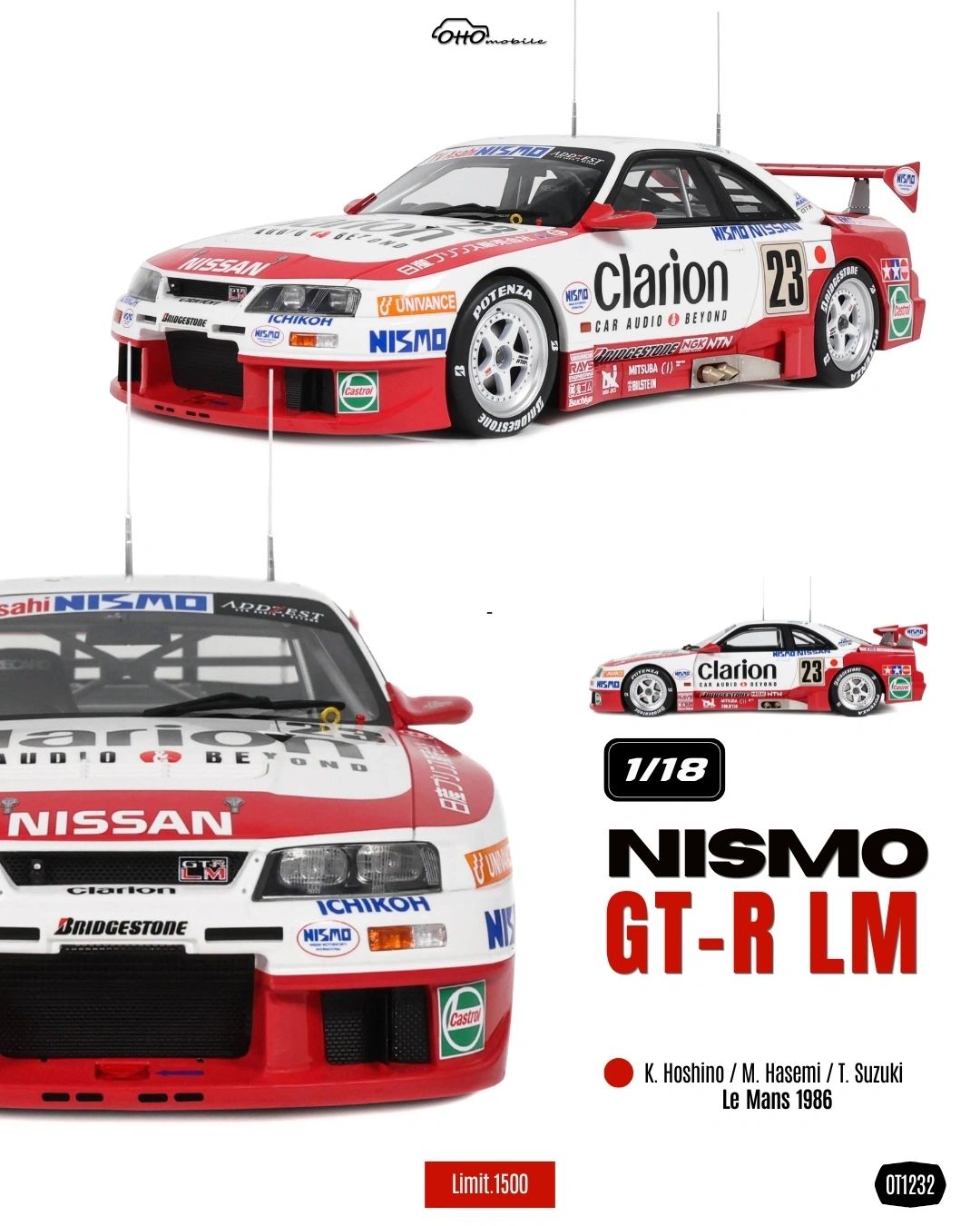**PRE-ORDER** OTTOMOBILE 1:18 - OT1232 NISMO GT-R LM WHITE K. HOSHINO / M. HASEMI / T. SUZUKI LE MANS 1996