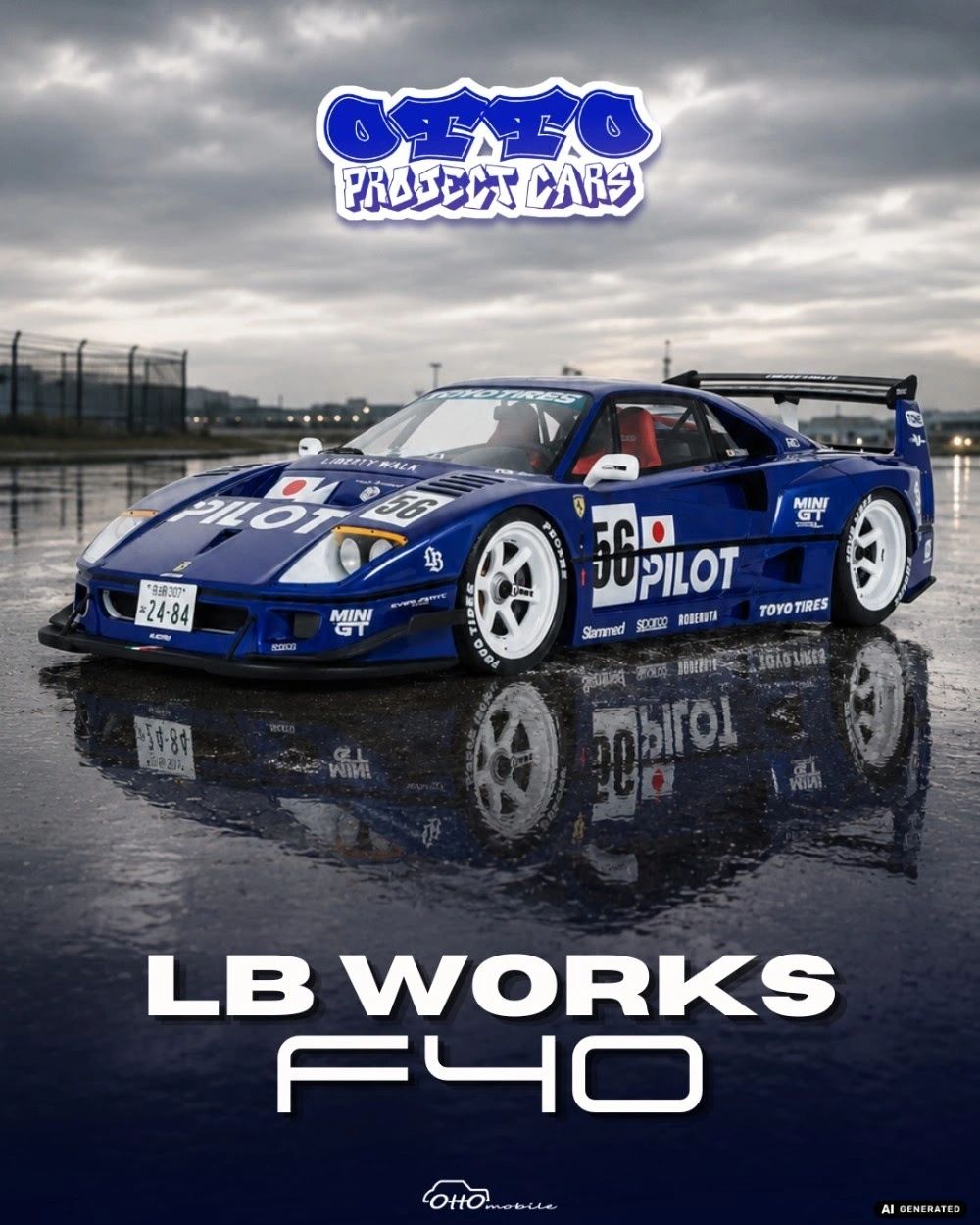 **PRE-ORDER** OTTOMOBILE 1:18 - LB-WORKS F40 METALLIC BLUE 2024