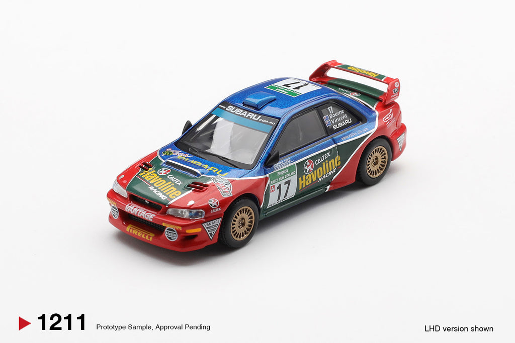 MINI GT - 1:64 - SUBARU IMPREZA WRC98 #17 RALLY NEW ZEALAND 2000 BOURNE
